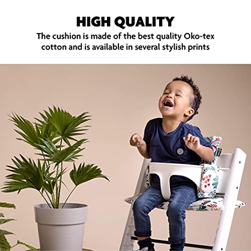 Ukje Cushion Compatible with Stokke Tripp Trapp High Chair (Old and New Model) 2 Pieces, Coated Plastified Cushion, Stokke Tripp Trapp Cushion Easy to Clean, White Monkey