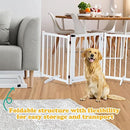 AUSWAY Freestanding Dog Gates with Walk Over Door,Pet Dog Gate Wooden,Foldable Dog Fence Pet Gate Puppy Safety Guard,Indoor Pet Playpen Cat Barrier Protection Net Stair Partition,White with 3 Panels