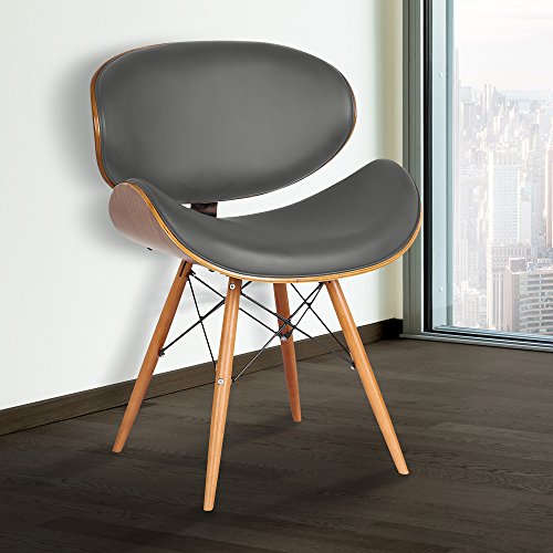 Armen Living LCCASIWAGRAY Cassie Dining Chair in Grey Faux Leather and Walnut Wood Finish