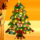 DIY Felt Christmas Tree with 32pcs Ornaments 4ft Family 3D Fake Xmas Tree with 20 LED Lights for Kids Toddlers Home Door Window Wall Christmas (Merry Christmas)