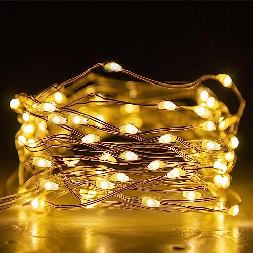 SHATCHI 20 Warm White LED Lights Micro Rice Silver Copper Wire Indoor Battery Operated Firefly String Fairy Lights Bunch Wedding Party Christmas Decorations Home Bedroom Décor