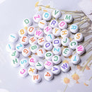 White Flat Round Acrylic Alphabet Beads 350pc Cubes White/Col Letters Kids Jewellery Party Mixed A-Z Colorful Letter Pattern Disc Coin Pony Beads Loose Spacer Beads for DIY Friendship Name Necklace Bracelet Jewelry Making