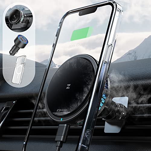 [Ice Cooling Charging] Compatible with Mag-Safe Car Charger,15W ICEBLOCK Magnetic Wireless Car Charger Mount with iPhone 13 Pro Max Magnetic Case, Hands Free Car Holder for iPhone 14 13 12 Series…