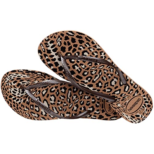 Havaianas Women's Slim Animals Flip Flops, Rose Gold Cafe, 7/8 US