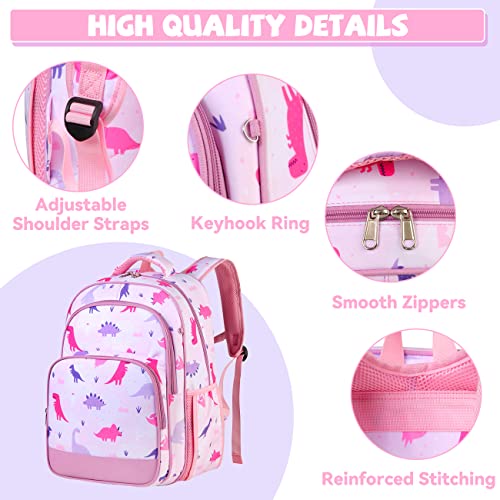 Backpack for Girls,VASCHY Large Lightweight Kids Backpack for Preschool/Primary/Elementary School Bookbag for Teens Travel Gifts Daycare Dinosaur Pink