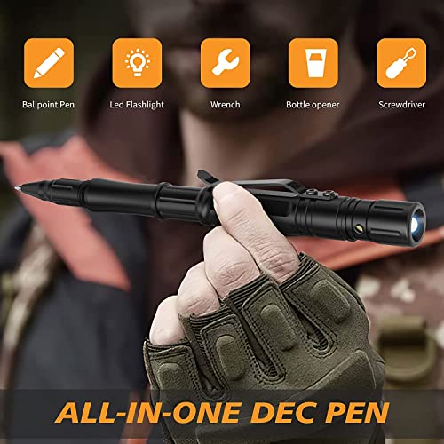 Gifts for Men, 7 in 1 Multitool Pen Set - LED Light, Bottle Opener, Saw, Hex Wrench, Flat-head Screwdriver, Glass Breaker and Ballpoint Pen - Birthday Gifts for Him, Dad, Husband