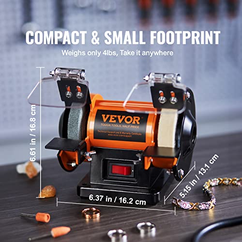 VEVOR Jewelry Polisher, Adjustable Variable Speed Bench Grinder Polishing & Buffing Machine, 3590RPM Bench Lathe Polisher with 1 Wool Wheel & 1 Abrasive Fiber Wheel & 1 Grinding Wheel & 100pcs Tools