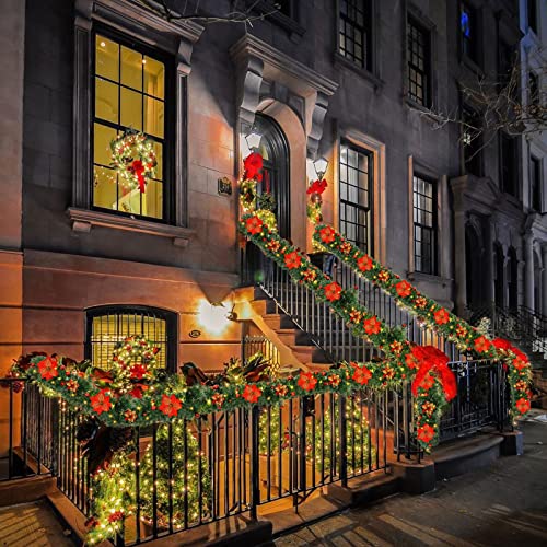 Christmas Garland, LED Christmas Tree Garland, Christmas Garland, 2.7m 200 Branches, Christmas Decoration Garland for Fireplace with Garden Stairs
