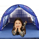 Lucky castle Bed Tent for Kids Toddler Foldable Game House Children Play Tents Breathable Cottage Combination Sleeping Canopy Playhouse Double Net Curtain with Storage Bag, Ocean,(bed tent-ocean)