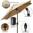 Blissun 7.5 ft Patio Umbrella, Yard Umbrella Push Button Tilt Crank (Tan)