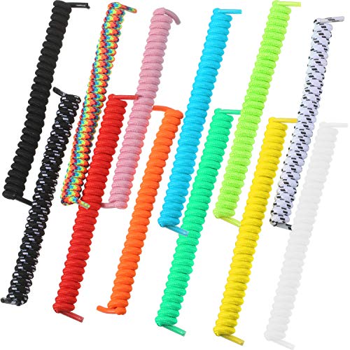 WILLBOND 12 Pairs No Tie Curly Shoelaces Elastic Shoe Lace in Solid Color for Kids and Adults, Multi Color, Medium