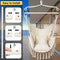 Y-STOP Hammock Chair Hanging Rope Swing, Max 330 Lbs, 2 Cushions Included, Large Macrame Hanging Chair with Pocket, Quality Cotton Weave for Superior Comfort, Durability, Beige
