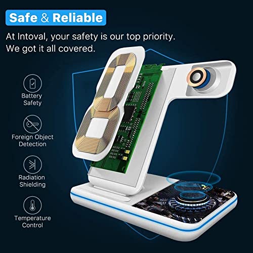 Wireless Charger 3 in 1 Fast Wireless Charging Station Compatible with Apple Watch 9/Ultra/8/7/SE/6/5/4/3/2,airpods3/2/Pro,iPhone 14 15 13 12 11 Series/XS MAX/XR/X/Samsung Galaxy S Note Z Series