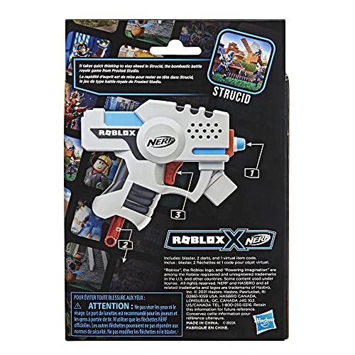 NERF Roblox - Strucid: Boom Strike Dart Blaster - Code To Unlock In-Game Item -2 Nerf Elite Darts - Inspired By Roblox Video Game - Outdoor Games and Toys for Kids - Boys and Girls - F2498 - Ages 8+