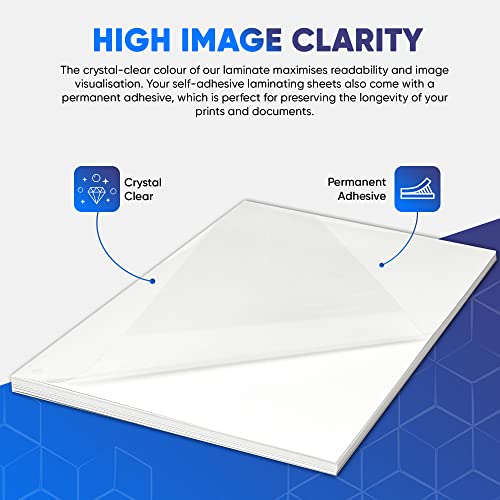 Avarrix Australia Self Adhesive Laminate Sheets for Stickers, Waterproof Label Stickers, Protection for Printable Vinyl Stickers, Glossy, Tear Resistant, Ultra Strong Bond, Pack of 20, A4 Size