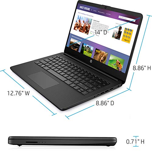 HP Stream 14inch HD Display, Intel Celeron Dual-Core Processor, 8GB DDR4 Memory, 128GB Storage (64GB eMMC+64GB Card),WiFi,Webcam,Bluetooth,1-Year Microsoft 365, Windows 11 S, Jet Black | TGCD Bundle