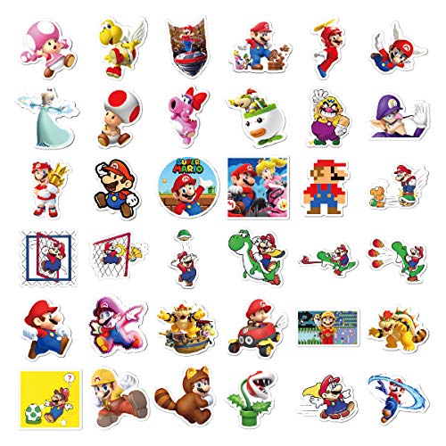 100 Packs Mario Stickers Water Bottles Laptop Phone Motorcycle Computer Guitar Skateboard Hydroflasks Game Super Mario Bros Vinyl Sticker Waterproof Aesthetic Trendy Decals for Teens Girls Adults