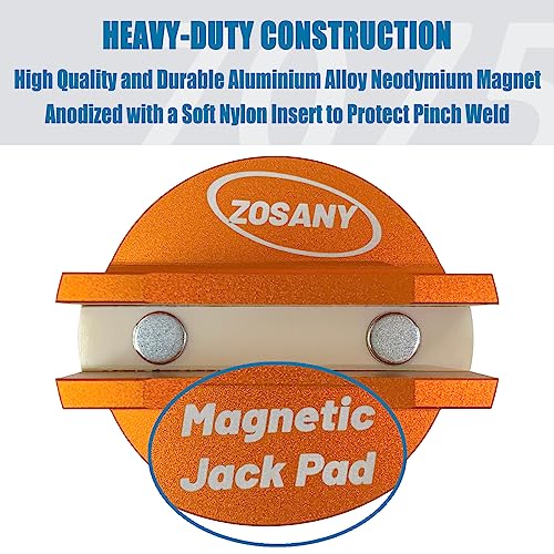 ZOSANY Universal Magnetic Jack Pad, 2PCS Pinch Weld Jack Adapter with Large Slotted, Aluminum Grooved Magnetic Jack Pad, Jack Stand Pinch Weld Adapter, Jack Puck Pinch Weld Frame Rail Adapter for Cars