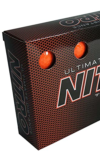 Nitro Long Distance High-Durability Golf Balls (15PK) All Levels- Ultimate Distance Titanium Core High Velocity Great Stop & Sticking Ability Golf Balls USGA Approved-Total of 15-Orange