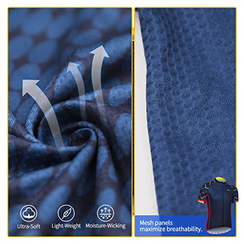 ARSUXEO Men's Cycling Jersey Short Sleeves Mountain Bike Shirt MTB Top Zipper Pockets Reflective ZY845 M