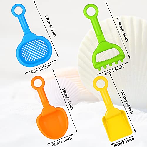 8 Pieces Kids Beach Sand Shovels Colorful Plastic Rake Beach Sand Sifter Toy Shovel for Teens Garden Beach Toys, 4 Styles (Fresh Style)