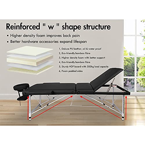 ALFORDSON Massage Table Folding Massage Bed Adjustable 75cm Wide Portable Therapy Table Lift Up SPA Bed with 3-Year Warranty
