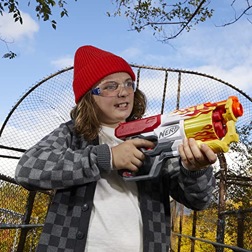 Nerf Mega CycloneShock Toy Blaster, Hotrod Color Style, 6-Dart Drum, 6 Nerf AccuStrike Mega Darts, Easy Priming (Amazon Exclusive)