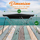 SereneLife Waterproof Boat Bimini Top Cover - 67-72" W 3 Bow Bimini Top Sun Shade Boat Canopy - 1" Double Wall Aluminum Frame Tubes, 2 Front Straps, 2 Rear Support Poles, Storage Boot SLBTW72G, Gray