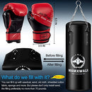 Mamxwaga Kids Punching Bag Set Unfillde, Hanging Boxing Bag Kickboxing Bag with Boxing Gloves, Kids Boxing Set for 3-10 Years, for Youth Karate Muay Thai Kick Taekwondo Training