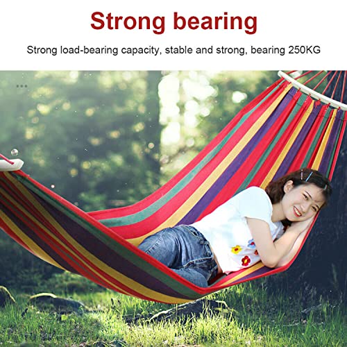 Outdoor Double Hammock Bed Swinging Camping Hanging Tree Strap Hook (Blue Hammock)