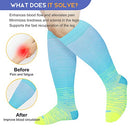 LEVSOX Plus Size Compression Socks for Women Men Wide Calf Extra Large 15-20 mmHg Knee High Support Sock for Nurses Pregnant Travel, 3 Pairs/Tie Dye, Large