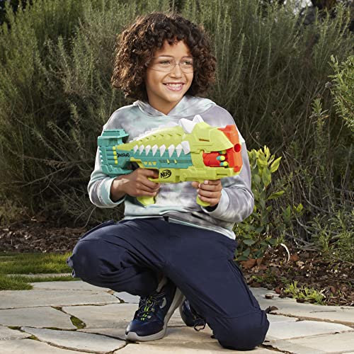 Nerf DinoSquad Armorstrike Dart Blaster, 8-Dart Rotating Drum, Drop Grip, Dart Storage, 16 Nerf Elite Darts, Anklyosaurus Dinosaur Design