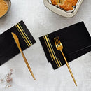 100 Gold Trim Lined Paper Napkins Black Elegant Dinner Napkins, 3 Ply Gold Foil Guest Napkins Disposable Hand Towels for Bathroom Wedding Anniversary Birthday Holiday Graduation Party