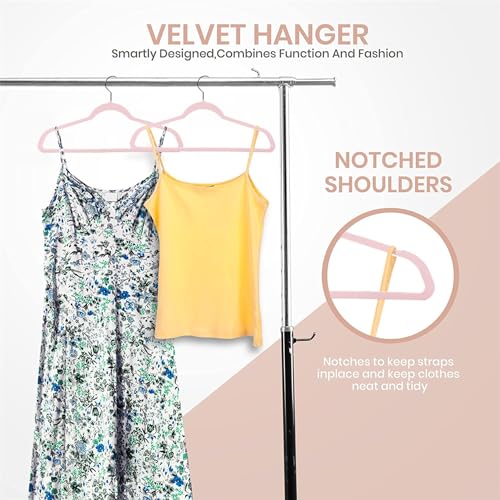 Velvet Hangers 30 Pack, Non Slip Clothes Hanger Set, Hangers for Coats, Pants & Dress Clothes (Pink)