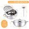 cuomaop,deep Fryer Pot,304 Stainless Steel with Temperature Control and Lid Japanese Style Tempura Fryer Pan Uncoated Fryer Diameter: 9.4"