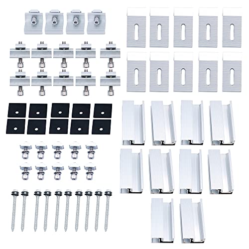 NUZAMAS Roof Solar Panel Installation Kits, Roof Mounting Brackets, Roof Solar Panel Mounting Bracket System Kit(for 1-4 Pieces Solar Panels)