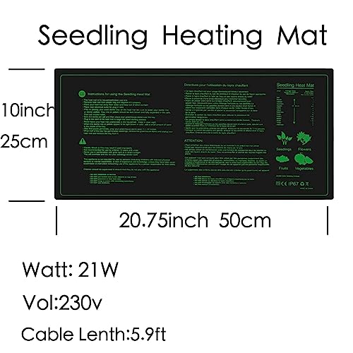 Gingersun 21W Seedling Heat Mat Heat Pad Incubator 20.75" x10 for Garden Greenhouse Germination Hatch Breed Seelding Seed Starter Hydroponics (B)