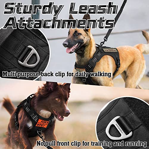 rabbitgoo Tactical Dog Harness No Pull for Large Dogs, Military Dog Vest with Handle & Molle, Easy Control Service Dog Harness for Dogs Training Walking, Adjustable Reflective Pet Harness, Black, L