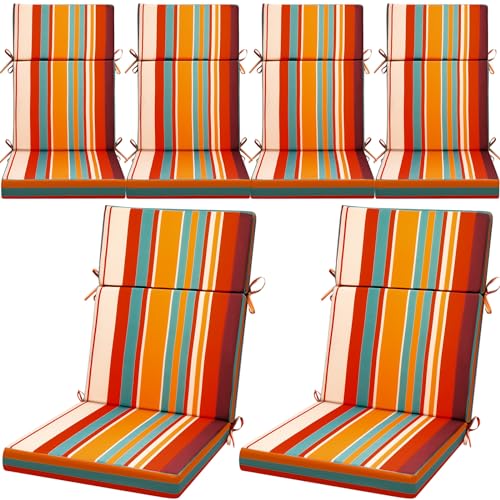 Chitidr 6 Pack High Back Outdoor Chair Cushions Bulk, Waterproof Sponge Foam Outdoor Rocking Chair Cushions, Outdoor Chair Cushion Seat and Back Patio Chair Pad for Indoor and Outdoor (Boho)