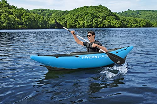 Bestway Hydro-Force Cove Champion | 1 Person Inflatable Kayak Set with Hand Pump, Paddles, Carry Bag, Blue, Blue, Grey, 275 x 81 x 45 cm