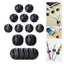 ASAMWM Cable Management 12 Pieces Cable Clips for Cable Organiser in Office Desk Cable Management, Home for Cable Holder, Charging Cords, HDMI, Headphones, PC Cords (Black)