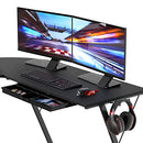 SHW L-Shape Gaming Desk with Monitor Stand for Home Office, Black