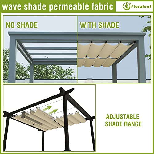 FLORALEAF 3'×16' Pergola Shade Cover Retractable Pergola Replacement Canopy Slide Shade Sail with Cable Hardware for Outdoor Patio Porch Garage Deck Backyard Awning