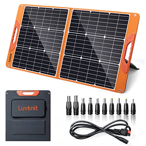 100 Watt Portable Solar Panel for Power Station, Foldable 100W Solar Panel for Camping Hiking Off-Grid Living, Monocrystalline Folding Panel Solar with 5V USB 18V DC Output(Black)