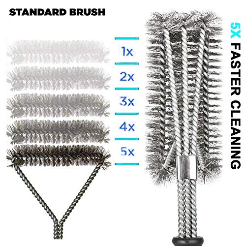 Ayvicco Perfect BBQ Grill Brush, 18" Grill Brush - Stainless Steel Brush w/Wire Bristles 3-in-1 Grill Cleaner Provides Effortless Cleaning, Great Grill Accessories Grill Cooking Grates