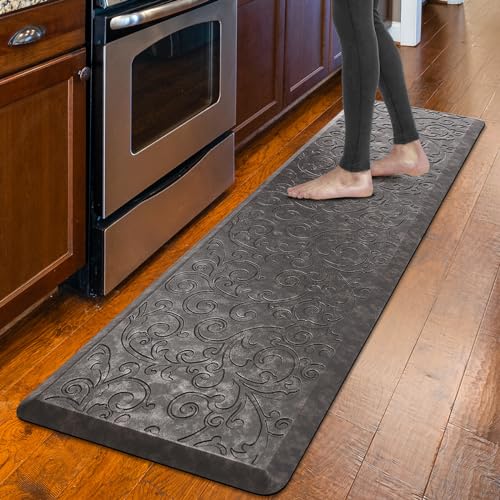 Zenovaire Kitchen Mats Anti Fatigue Grey Kitchen Rugs Cushioned Floor Mat Waterproof Standing Mat Non Slip Modern Kitchen Rugs and Mats for Bedroom, Office, Sink, Laundry, 17''x60