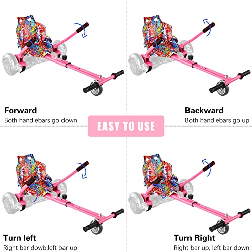 LJX Hoverboard Seat Attachment, Go Kart, Hoverboard Accessories for 6.5” 8” 10” Two Wheel Self Balancing Scooter, Suitable for Kids & Adults(Pink)