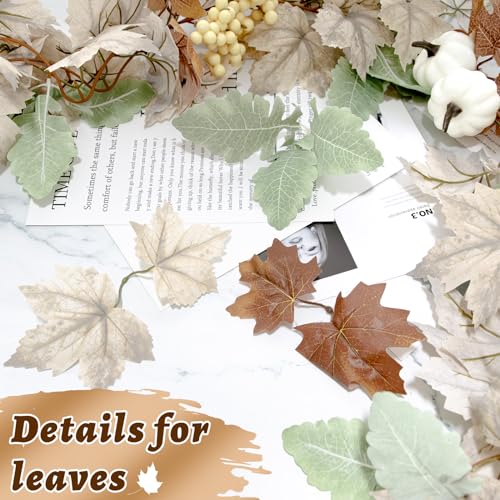 TonJin 1PCS Fall Garland, 6FT/180cm Autumn Maples Leaf Pumpkin Berry Garland Fall Decor Suitable for Thanksgiving Halloween Christmas Mantle Fireplace Farmhouse Harvest Decor