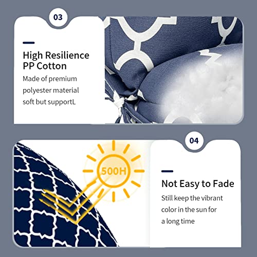 DYTXIII Set of 2 Outdoor High Back Chair Cushions 44"x 22",Water Repellent Rocking Chair Cushions Replacement, Seat/Back Chair Cushions for Patio,Porch,Balcony and Indoor - Geomentry Navy