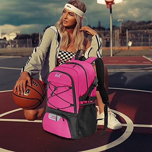 Smarban Large Basketball Backpack Bag with Separate Ball Holder & Shoes Compartment Sports Bag Travel Gym Backpack for Basketball, Soccer Volleyball Swim Gym Travel (Black and White Cloud Pattern)